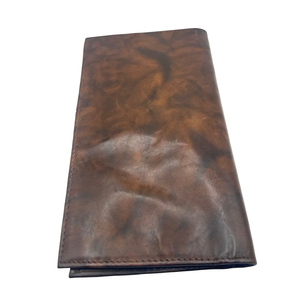 Rolfs Mens Brown Marbled Genuine Leather Pocket Secretary Wallet 63257-21-0 NEW